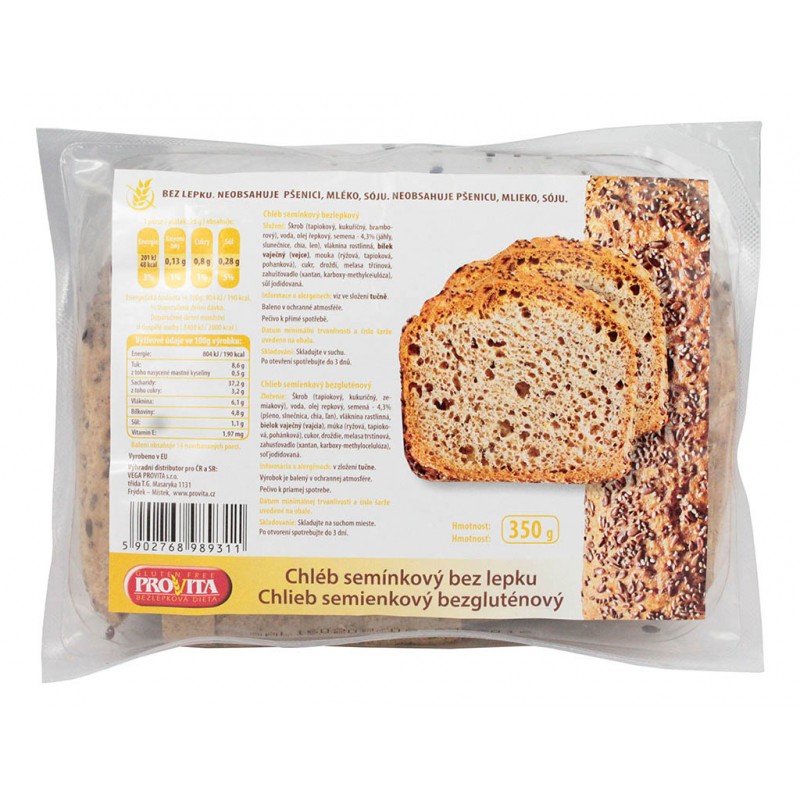 Bezlepkový viaczrnný chlieb bez laktózy krájaný 350g